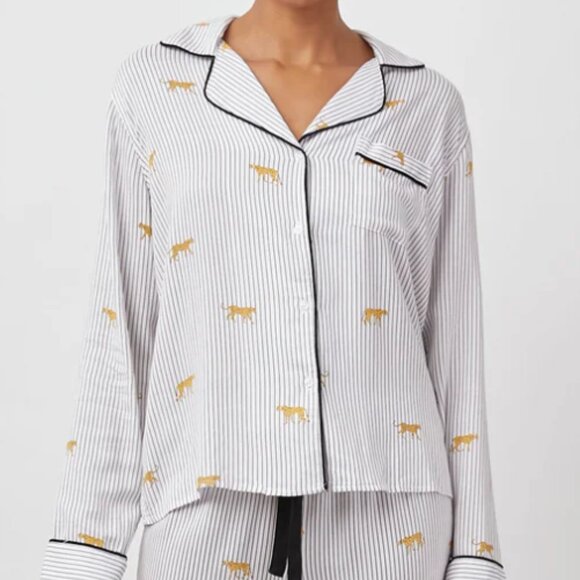 Rails Cheetah Striped Long Sleeves Pajama Top "Clara" - Picture 1 of 7
